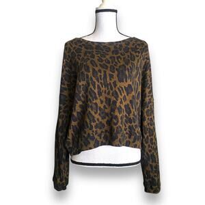 Majestic Filatures Boat Neck Top 2/S Leopard Banded Waist Cotton Silk Cashmere